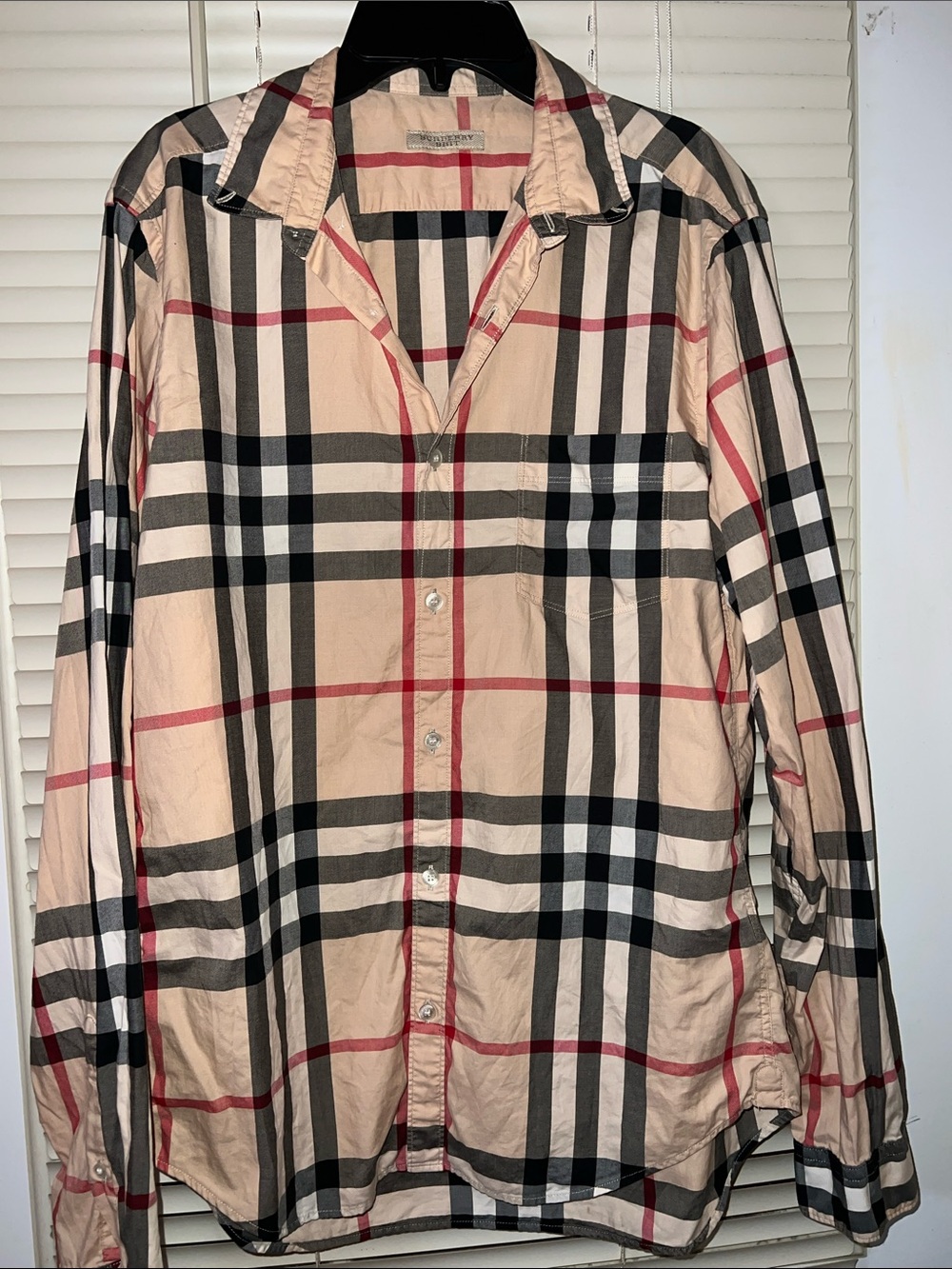 Burberry Classic Beige Plaid Button-Up Shirt - Men's